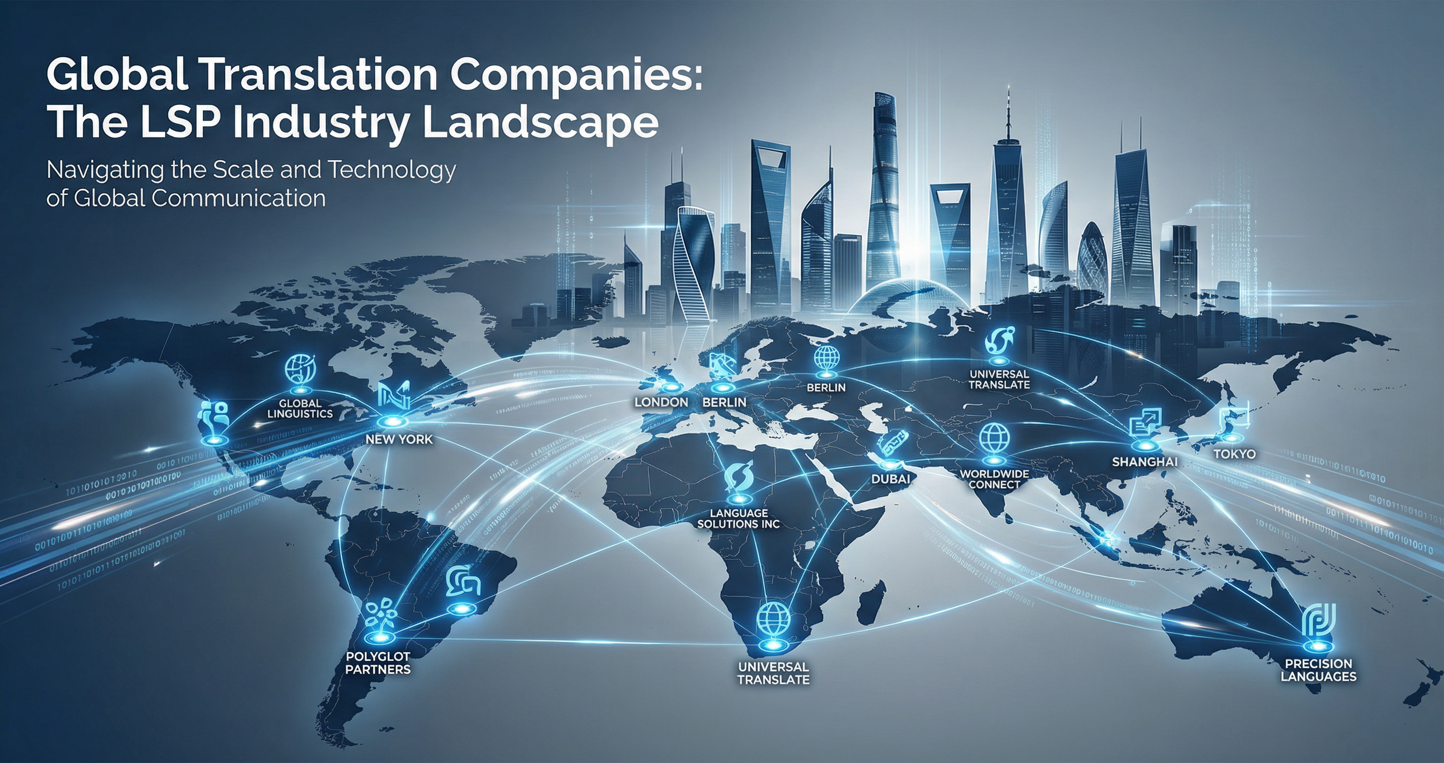 Global Translation Companies Analysis - World map representing the major LSPs in the USD 60-70 billion language services market
